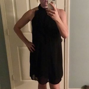 Black high neck ruffle front dress size 10